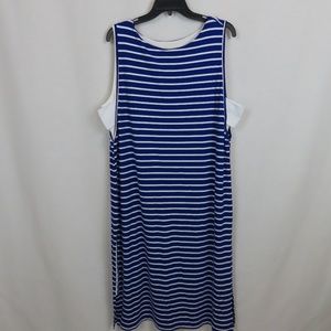 Chico's Blue and White Two Layer Striped Dress Sz 3 (sz 16)
